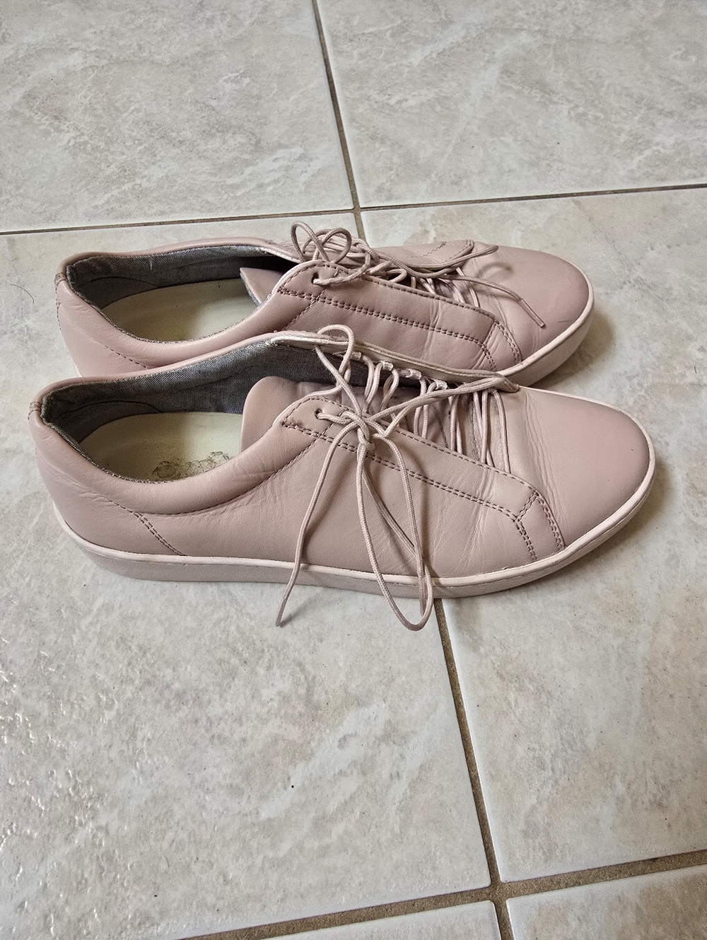 Vagabond Blush Pink Leather Lace-Up Sneakers